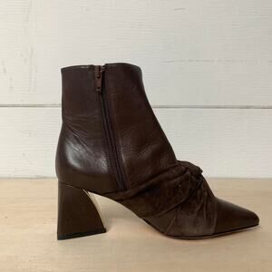 Womens brown leather zip up